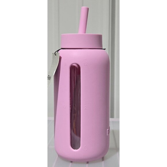 Bink Orchid Pink Day Glass Wide Mouth Water Bottle w/ Silicone Cover & Straw - Picture 1 of 7